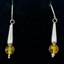 Load image into Gallery viewer, Amber Sterling Silver Bead Earrings | 1 1/2" Long | Yellow | 1 Pair |