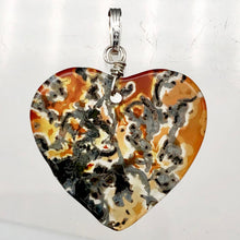 Load image into Gallery viewer, Limbcast Agate Valentine Heart Silver Pendant | 1 1/2 Inch Long | Orange/Green | - PremiumBead Alternate Image 2