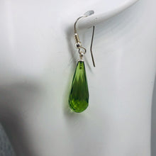 Load image into Gallery viewer, Amber Faceted Sterling Silver Earrings | 2 1/4" Long | Green | 1 Pair |