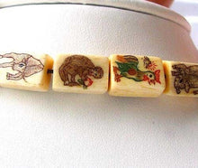 Load image into Gallery viewer, Rare Scrimshaw Chinese Zodiac Waterbuffalo 12 Bone Bead Set 104841B - PremiumBead Alternate Image 3
