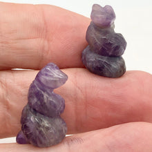Load image into Gallery viewer, Charmer Carved Amethyst Snake Serpent Beads | 20x11x7mm | Purple