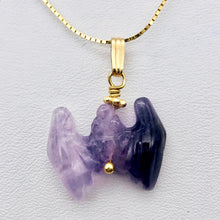 Load image into Gallery viewer, Carved Amethyst Bat 14Kgf Pendant | 1 inch long | Purple | - PremiumBead Alternate Image 2