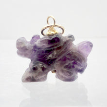 Load image into Gallery viewer, Wild! Amethyst Hand Carved Winged Dragon 22K Vermeil Gold Pendant 509286AMG