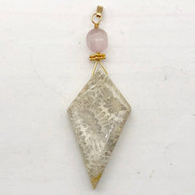 Load image into Gallery viewer, Fossilized Coral, Kunzite Kite 14K Gold Filled Pendant| 2 3/4" | White, Black |