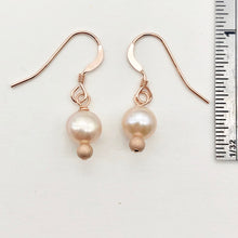 Load image into Gallery viewer, AAA Natural White 6mm Pearl 14k Rose Gold Filled Earrings | 1 inch drop |