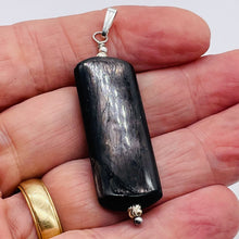 Load image into Gallery viewer, Hypersthene Sterling Silver Rectangular Pendant | 2" Long | Velvet Black | 1 |