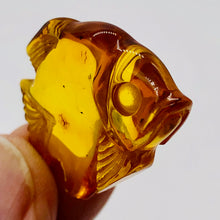 Load image into Gallery viewer, Amber carved Fish Worry-Stone | 39x25x7 mm | Orange | 1 Figurine