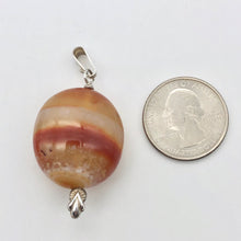 Load image into Gallery viewer, Natural Carnelian Agate Oval & Sterling Silver Pendant | 28x24.5x16mm | 2" Long - PremiumBead Alternate Image 6