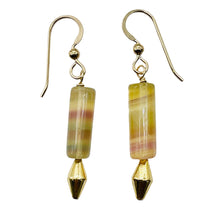 Load image into Gallery viewer, Fluorite 14K Gold Filled Tube | 2" Long | Yellow | 1 Pair Earrings |