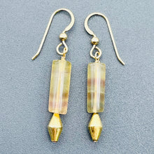 Load image into Gallery viewer, Fluorite 14K Gold Filled Tube | 2" Long | Yellow | 1 Pair Earrings |