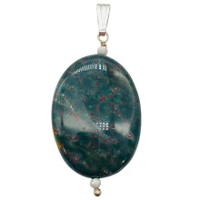 Load image into Gallery viewer, Rare Bloodstone Sterling Silver Oval Pendant with Quartz Crystal | 2" Long |