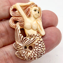 Load image into Gallery viewer, Splash Hand Carved Mermaid Centerpiece Bead | 42x26x5mm | - PremiumBead Alternate Image 2