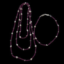Load image into Gallery viewer, Garnet and Pearl Hand Knotted on Silk Necklace / Bracelet | 29" / 7.5" | 1 each|