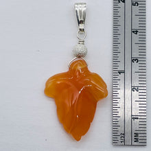 Load image into Gallery viewer, Carnelian Sterling Silver Carved Leaf | 1 3/4" Long | Orange | 1 Pendant |