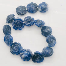 Load image into Gallery viewer, Hand Carved Blue Sodalite Rose Bead Half Strand | 15-16 Beads | 14x7 mm |