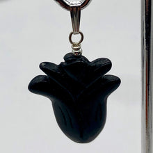 Load image into Gallery viewer, Obsidian Sterling Silver Rose Flower Pendant | 1 1/2" Long | Black | 1 Pendant |