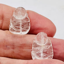 Load image into Gallery viewer, 2 Intricately Hand Carved Quartz Buddha Beads | 18.5x16x9.5mm | Clear