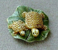 Load image into Gallery viewer, Work of Art Mom & Baby Turtle Pendant Bead 5657 | 39x38x8mm | Cream, green and brown - PremiumBead Primary Image 1