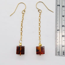 Load image into Gallery viewer, Amber 14K Gold Filled Cube Bead Earrings | 2 1/2" Long | Red | 1 Pair |