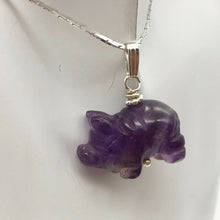 Load image into Gallery viewer, Piggie! Hand Carved Purple Amethyst Pig and Sterling Silver Pendant 509274DAMS - PremiumBead Primary Image 1