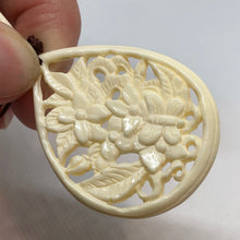 Load image into Gallery viewer, Two 'Ode to Spring' Bone Pendant Beads 43x30mm 10800 | 43x30mm | Cream - PremiumBead Primary Image 1