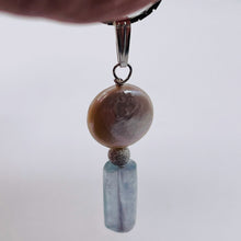 Load image into Gallery viewer, Coin Pearl and Fluorite Sterling Silver Pendant | 1 1/2" Long | White/Blue | 1 |