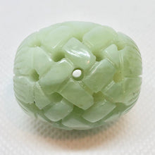 Load image into Gallery viewer, Basket Weave Carved 30x26mm Jade Barrel Bead 10798 | 30x26mm | Green - PremiumBead Alternate Image 3