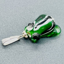Load image into Gallery viewer, Lampwork Frog Sterling Silver Frog | 1" Long | Green | 1 Pendant |