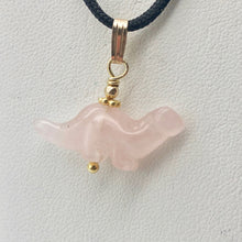 Load image into Gallery viewer, Rose Quartz Diplodocus Dinosaur Pendant Necklace|Animal Jewelry|14k Pendant