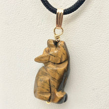 Load image into Gallery viewer, New Moon! Hand Carved Tiger'S Eye Wolf & 14Kgf Pendant 509282TEG - PremiumBead Primary Image 1