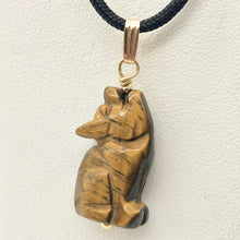 Load image into Gallery viewer, Tiger's Eye Wolf Pendant Necklace | Semi Precious Stone Jewelry | 14k Pendant