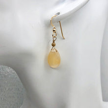 Load image into Gallery viewer, Mandarin Botswana Chalcedony Briolette Bead Earrings | Orange | 1 1/2" Long |