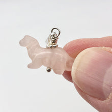 Load image into Gallery viewer, Pink Diplodocus Dinosaur Rose Quartz Sterling Silver Pendant 509259RQS | 25x11.5x7.5mm (Diplodocus), 5.5mm (Bail Opening), 7/8" (Long) | Pink - PremiumBead Alternate Image 3