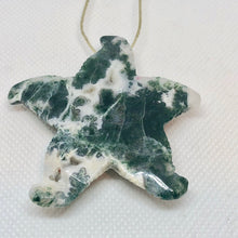 Load image into Gallery viewer, Tree Agate Carved Starfish Pendant Bead | 60x56x10mm | White with Forst Green - PremiumBead Alternate Image 3