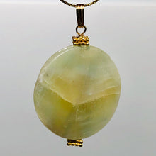 Load image into Gallery viewer, Hemimorphite 14K Gold Filled Disc Dangle Pendant | 1 3/4" Long | Aqua/Lemon |