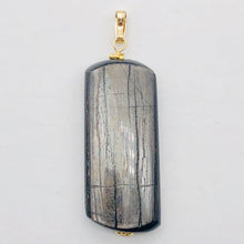 Load image into Gallery viewer, Hypersthene Rectangle Dangle 14K Gold Filled Pendant| 2 1/2" Long| Black/Silver|