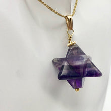 Load image into Gallery viewer, Kabbalah Carved Amethyst Merkaba Star and 14K Gold Filled Pendant 509288AMG - PremiumBead Alternate Image 6