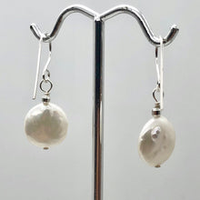 Load image into Gallery viewer, Creamy White Coin FW Pearl Drop/Dangle | 1 1/4" Long | White | 1 Earrings
