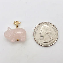 Load image into Gallery viewer, Rose Quartz Pig Pendant Necklace | Semi Precious Stone Jewelry | 14k Pendant