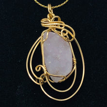 Load image into Gallery viewer, Druzy Agate 14K Gold Filled Wire Wrap Pendant | 1 1/2" Long | Light Pink | 1 |