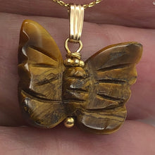 Load image into Gallery viewer, Tiger Eye Butterfly Pendant Necklace|Semi Precious Stone Jewelry |14k gf Pendant - PremiumBead Alternate Image 3