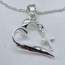 Load image into Gallery viewer, Faith, Hope, Love Heart Cross Sterling Silver Pendant | 1" Long| Silver| 1 |
