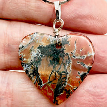 Load image into Gallery viewer, Limbcast Agate Valentine Heart Silver Pendant | 1 1/2 Inch Long | Orange/Green | - PremiumBead Alternate Image 5