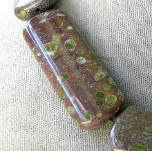 Load image into Gallery viewer, 1 Exotic Peridot Jasper Rectangle Pendant Bead 7040 - PremiumBead Primary Image 1