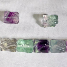 Load image into Gallery viewer, Premium Carved Tube Fluorite Beads | 2 Beads | 10x8mm | Purple/Blue/Green/Clear - PremiumBead Primary Image 1