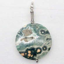Load image into Gallery viewer, Ocean Jasper Round Sterling Silver Pendant | 2 1/4" Long | Green White |