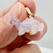 Load image into Gallery viewer, Dinosaur Carved Amethyst Stegosaurus 14Kgf Pendant | 1 inch long | Purple | - PremiumBead Alternate Image 2