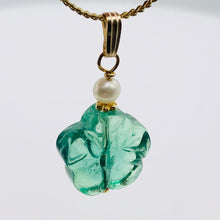 Load image into Gallery viewer, Fluorite and Pearl 14K Gold Filled Flower | 1" Long | Blue | 1 Pendant |