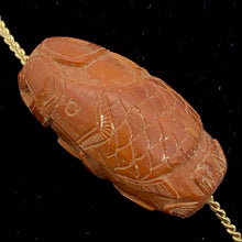 Load image into Gallery viewer, Hot Carved Swimming Fish Boxwood Ojime Netsuke Bead | 27x14mm | Brown