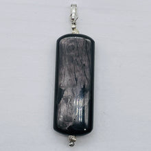 Load image into Gallery viewer, Hypersthene, Flat Rounded Rectangle Dangle Pendant| 2 1/2 ' Long | Black/Silver|